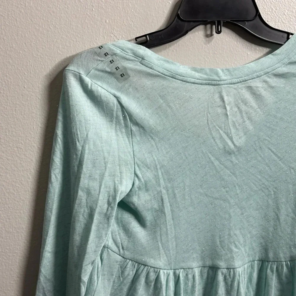 Justice Kids Girls Blue Long Sleeve‎ Blouse Size 12.